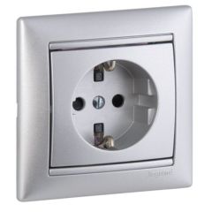 Base de corriente valena - 2p+t con obturadores - bornes con tornillos-10/16a - 230 v~- aluminio brillante