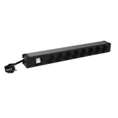 Pdu 1-u 19" con 8 bases de corriente 2p+t, interruptor luminoso y cable 3m