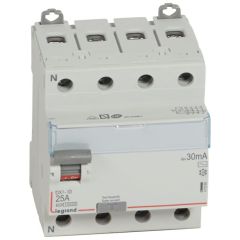Interruptor diferencial dx³ - 4p- 400v~- 25a - tipo ac - 30ma - 4 módulos
