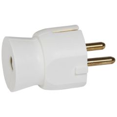 Clavija 2p+t 1 6a salida cable recta . blanco