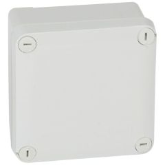 Caja de derivación para conexiones, plexo ip55, cuadrada. dimensiones: 105x105x55mm. tapa superficie lisa. sin entradas. color gris