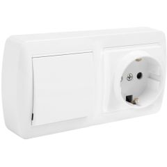 Base fija 2p+t 16a 250v~ + conmutador / interruptor 10ax 250v~. de superficie.