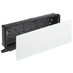 Caja de empotrar para preinstalación de aire acondicionado. con evacuador independiente y reversible con salida de agua horizontal.
