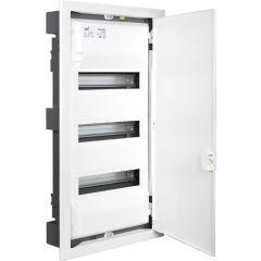 Caja de distribucion de empotrar para 42 elementos. marco y puerta metálicos color blanco.