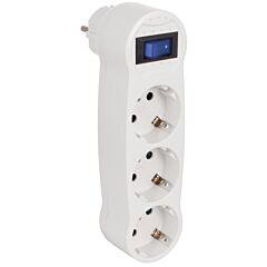 Adaptador triple 2p+t, 16a 250v~. con interruptor luminoso. color blanco.
