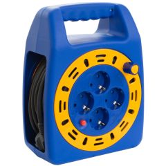 Enrollacable con 4 bases 2p+t, 16a 230v~. 15 m de cable h05vv-f 3g1,5 mm².