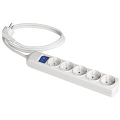 Prolongador con 5 bases 2p+t, 16a 250v~,  con interruptor luminoso. 1,5 m de cable.