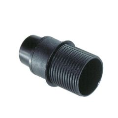 Portalámparas e-14 .conexión con tornillos. 2a 250v. cuerpo roscado con tope.