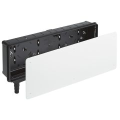 Caja de empotrar para preinstalación de aire acondicionado. con evacuador independiente y reversible con salida de agua vertical.
