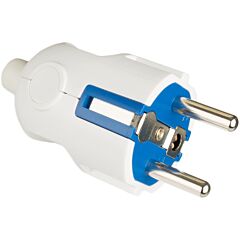 Clavija 2p+t, 16a 250v~. color blanco. dos opciones de entrada de cable.