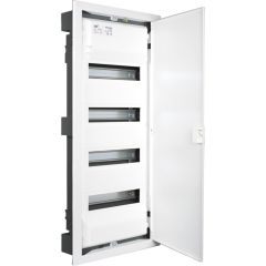 Caja de distribucion de empotrar para 56 elementos. marco y puerta metálicos color blanco.
