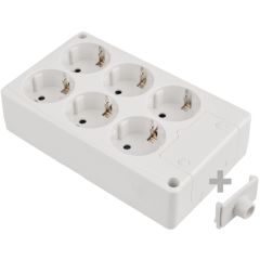 Base múltiple de 6 tomas 2p+t, 16a 250v~.