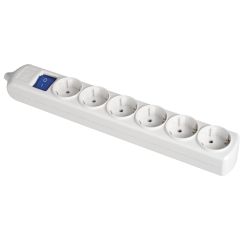 Base múltiple de 6 tomas 2p+t, 16a 250v~. con interruptor luminoso.