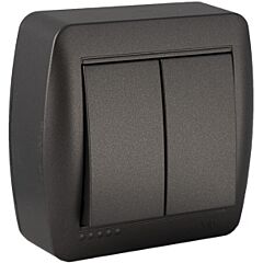 Doble conmutador 10ax 250v~. de superficie.