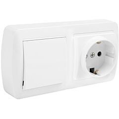 Base fija 2p+t 16a 250v~ + conmutador de cruce 10ax 250v~. de superficie.