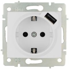 Base fija 2p+t, 16a 250v~ + toma usb 2,1a 5v.