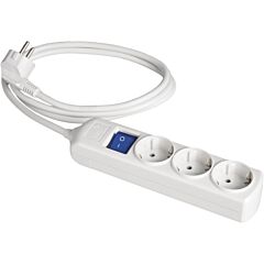Prolongador con 3 bases 2p+t 16a 250v~.  con interruptor luminoso. 3 m de cable.