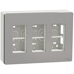 New unica system +, puesto de trabajo 3 columnas superficie aluminio