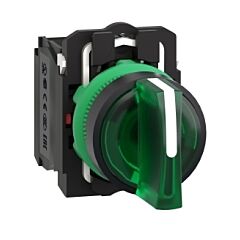 Selector luminoso verde 3 posiciones   fijas 24v 1na1nc