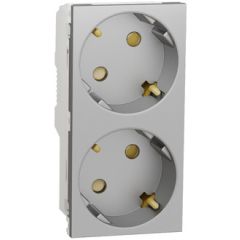 New unica system +, schuko doble aluminio (raptor)