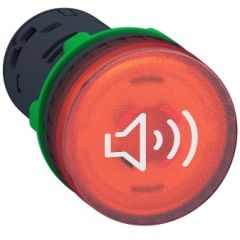 Zumbador luminoso rojo  continuo o intermitente 24v ac/dc