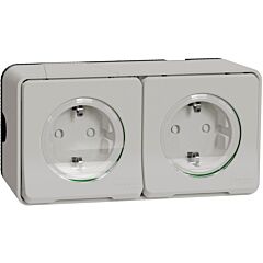 Mureva styl - enchufe 2p+t doble - superficie - 16a - ip55 - blanco
