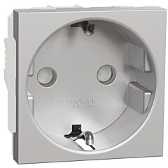 New unica, enchufe 2p+e, 16a, schuko, conexión por tornillos, aluminio