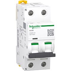 Magnetotérmico, acti9 ic60n, 1p+n, 3 a, c curva, 6000 a (iec 60898-1), 50 ka (iec 60947-2)