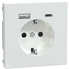 Enchufe + cargador usb a+c, d-life, 2p + e, 16a, conexión rápida, blanco artico