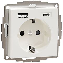 Schuko doble usb a+c marfil 3ma