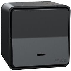 Mureva styl pulsador estanco para instalación en superficie con led ip55 gris