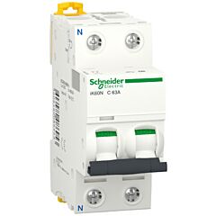 Magnetotérmico, acti9 ik60n, 1p+n, 63 a, c curva, 6000 a (iec 60898-1)