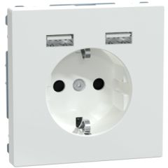 D-life schuko más dos cargadores usb tipo a 2;4a  blanco artico