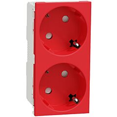 New unica system +, base schuko doble rojo sin tornillo