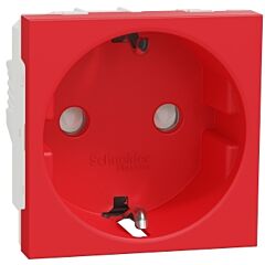 New unica, enchufe 2p+e, 16a, schuko, conexión por tornillos, rojo