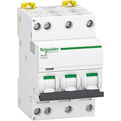 Magnetotérmico, acti9 ic40n, 3p+n, 10 a, c curva, 6000 a (iec 60898-1), 10 ka (iec 60947-2)