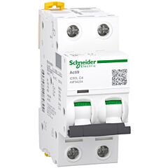 Magnetotérmico, acti9 ic60l, 2p, 4 a, c curva, 15000 a (iec 60898-1), 100 ka (iec 60947-2)