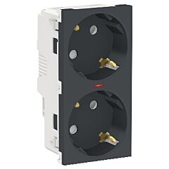 New unica system +, schuko doble antracita con piloto (raptor)
