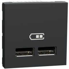 New unica cargador doble usb 2;1a 2 mod. antracita