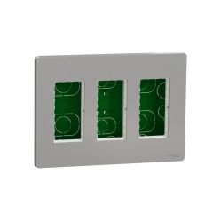 New unica system +, puesto de trabajo 3 columnas empotrar aluminio