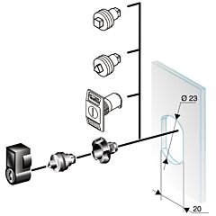 Inserto de cierre triangular de 8 mm, cromado. para armarios panelset crn y plm