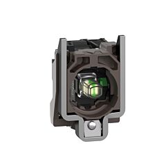 Conjunto completo de cuerpo/contacto y bloque luminoso, harmony xb4, metálico, blanco, led universal, cuerpo/anillo de fijación, 1no, 230...240v ac