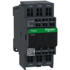 Contactor auxiliar tesys cad323 - 3na+2nf 24vcc bx consumo con terminales de resorte
