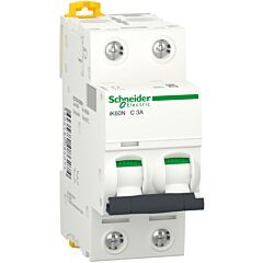 Magnetotérmico, acti9 ik60n, 2p, 3 a, c curva, 6000 a (iec 60898-1)