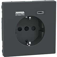 Schuko doble usb a+c dlife antracita 3ma