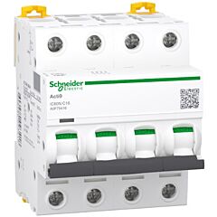 Interruptor magnetotérmico; acti9 ic60n; 4p; 16 a; curva c; 6000 a/10 ka