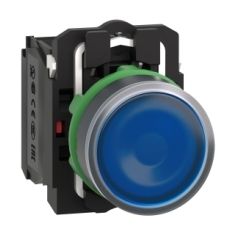 Pulsador  luminoso  led 24v na+nc azul