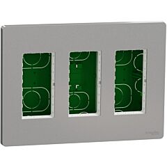 New unica system +, puesto de trabajo 3 columnas empotrar aluminio