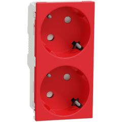 New unica system+ - enchufe 2p+t doble (raptor) - conexión rápida y por tornillos - rojo