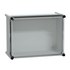 Pls box, polyester rear, transparent pc cover ip65 27x36x18cm ((*))